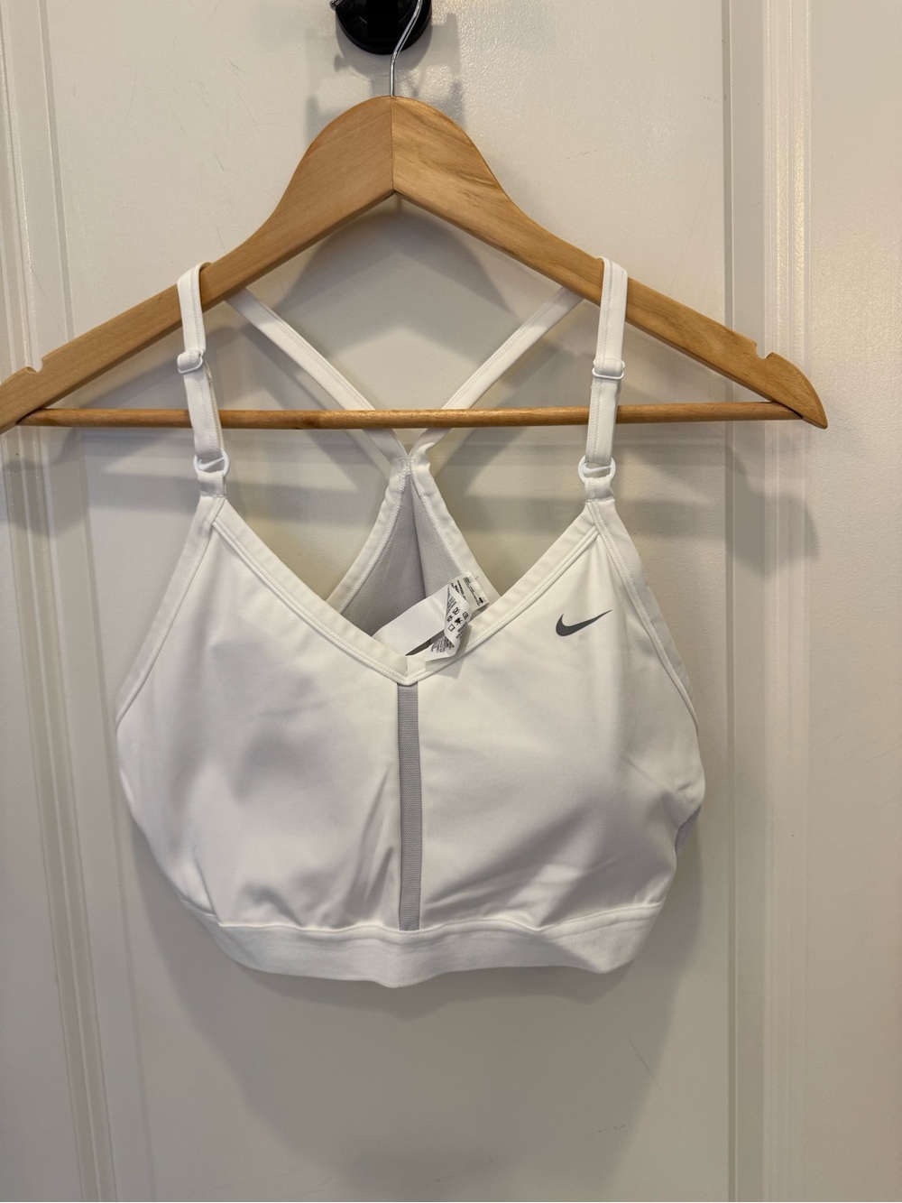 Nike White Cross-Back Light Support Sports Bra